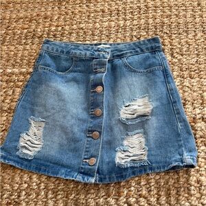 2 Forever 21 Skirt: Denim Button-Front Skirts in Jean & Black